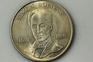 1980 Venezuela 100 Bolivares 90% Silver Coin Grades Mint State (NUM6443) - Picture 1 of 2
