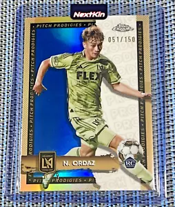 2024 Topps Chrome MLS Nathan Ordaz 183 Blue Refractor POP /150 Los Angeles FC - Foto 1 di 3