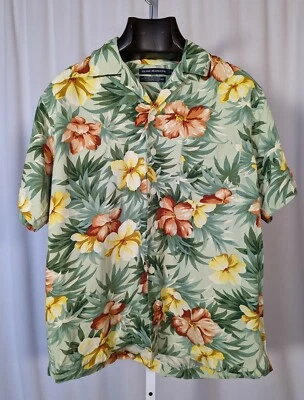 Club Monaco Vintage 90s Rayon Floral Aloha Beach Loopneck Shirt Large - Image 1 of 3