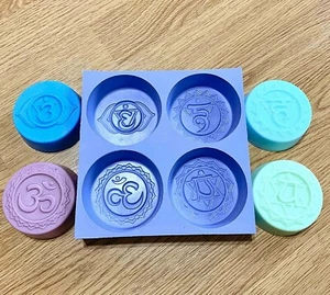 Silicone chakra soap mold candle resin mould 4 cavities homemade - Picture 1 of 9