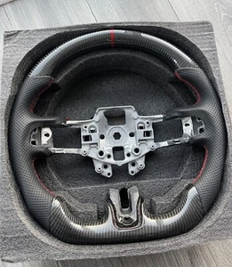 Fits for 2015-2017 Ford Mustang Carbon Fiber Perforated Leather Steering Wheel - Picture 1 of 2