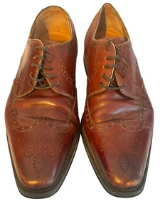 Magnanni Brogue Wingtip Derby Dress Shoes •Men 11• Burnished Brown Lace Up - Picture 1 of 12