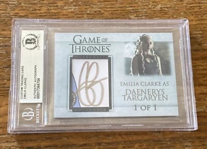 Emilia Clarke Game of Thrones Signed Custom Cut AUTO Card #1/1 BGS BAS BECKETT - Picture 1 of 10