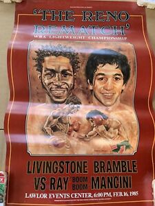 Rare 1985 Bramble vs Ray Mancini Boxing Poster Reno, NV  “Reno Rematch” Original