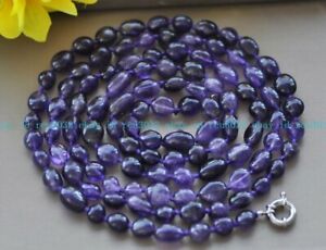 Natürlicher lila Amethyst 8-10 mm unregelmäßige Freiform Edelstein Perlen Halskette 16-50"