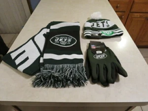 NEU OHNE ETIKETT NEW YORK JETS MÜTZE, HANDSCHUH UND SCHAL SET - Bild 1 von 6