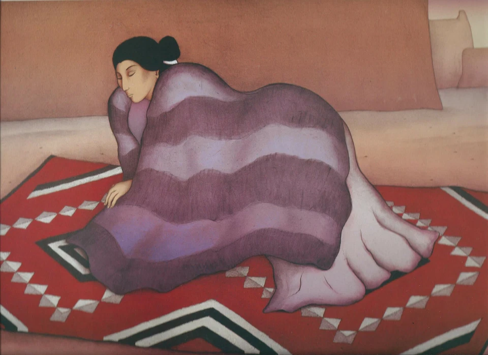 R.C.Gorman Print  "Lady on Red"Navajo Native American Art Print   11x14 - Image 1 of 1