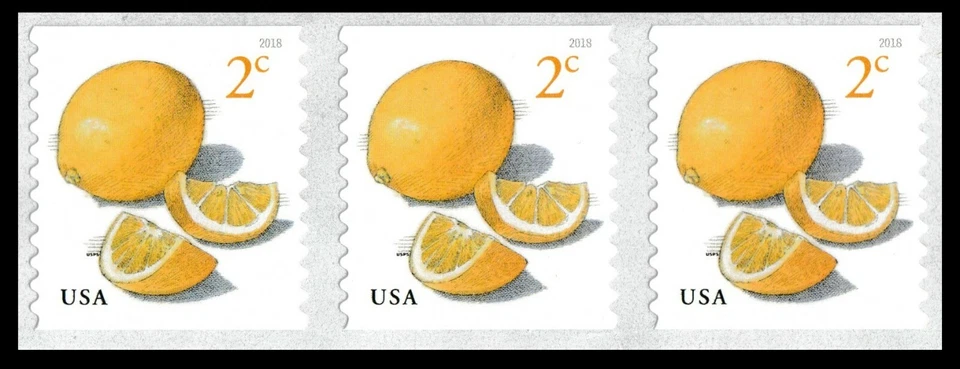US 5256 Meyer Lemons 2c coil strip 3 MNH 2018 - Image 1 of 1
