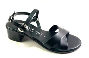 Zapatero italiano cristal negro tacón bajo con tiras sandalia - Imagen 1 de 6