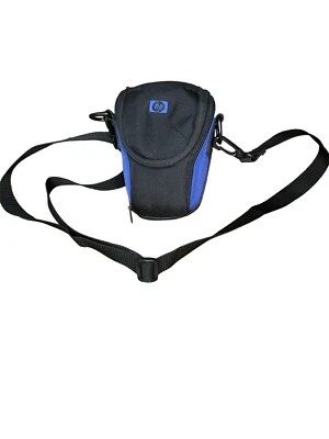 惠普 Hewlett-Packard 小型相机保护壳 肩带 2 口袋 黑色 蓝色 帆布 — 第 1/4 张图片