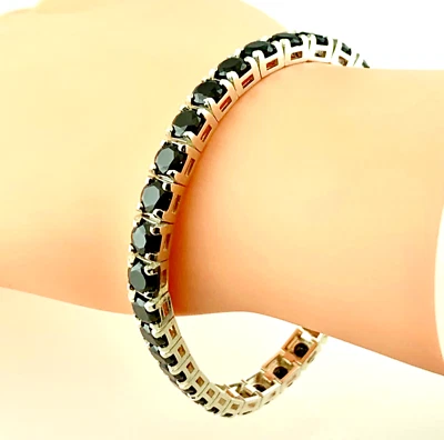 BRACCIALE TENNIS IN ARGENTO 925 CON ZIRCONE NERO BLACK RODIO UOMO DONNA OVERSIZE - Immagine 1 di 4