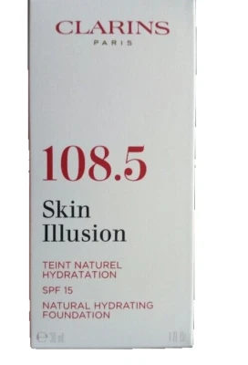 娇韵诗 Skin Illusion 天然保湿粉底 #108.5 CASHEW,1 盎司 全新带盒 — 第 1/3 张图片