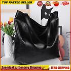 Vintage Women Soft PU Leather Solid Color Shoulder Bag Casual Large Tote Handbag