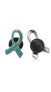 Teal Awareness Ribbon Pins Lapel Pin Hat Lanyards Total Of 12 Pieces New - Picture 1 of 2