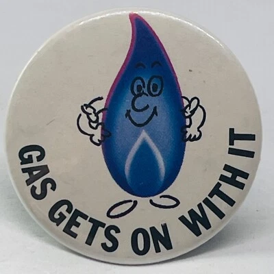 British Gas Gets On With It Vintage Promo  Pin Lapel Badge Energy Power Flame - Image 1 of 2