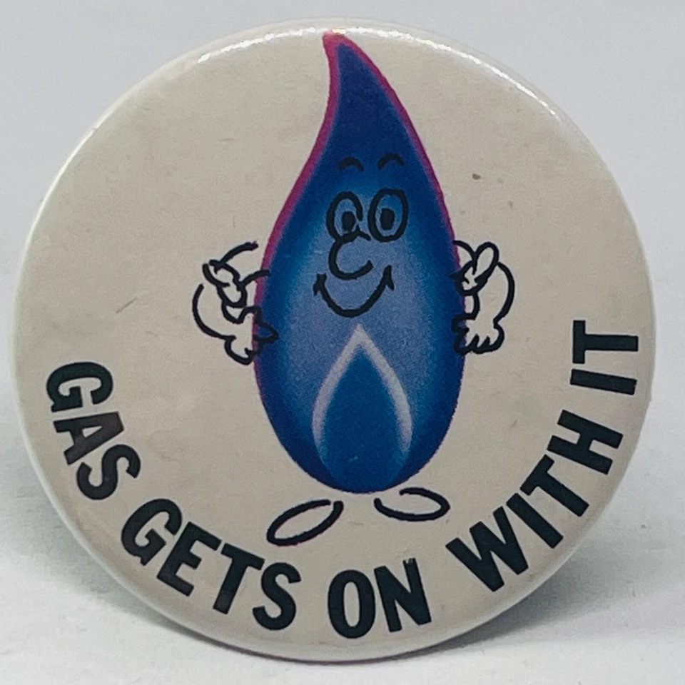 British Gas Gets On With It Vintage Promo  Pin Lapel Badge Energy Power Flame - Image 1 of 2