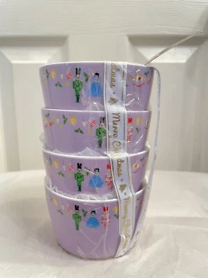 Ciroa Pastel Púrpura Lavanda Navidad Cascanueces Cerámica Tidbit Cuencos Juego de 4 Foto 1 de 4