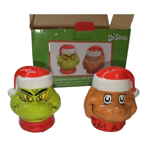 Vandor 2021 Dr Seuss Grinch & Max Christmas Sculpted Ceramic Salt & Pepper Set - Picture 1 of 6