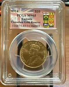 1914 Canada Gold $10 PCGS MS65 Canadian Gold Reserve - Picture 1 of 4