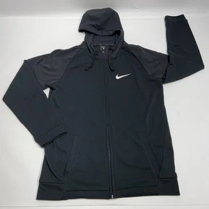 Nike Mens Hoodie Full Zip Dri-FIT Sweatshirt Black Size M With Sleeve Pocket - Picture 1 of 5