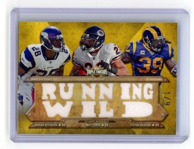 2007 Triple Threads Adrian Peterson Matt Forte Steven Jackson Jersey Gold 1/9 - Image 1 of 2