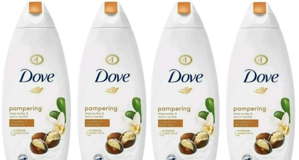 4 Dove Purely Pampering Nourishing Body Wash Shea Butter with Vanilla 720 ML