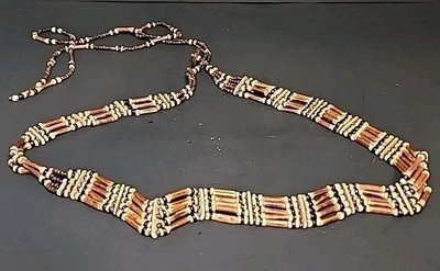 复古木制串珠波西米亚嬉皮士时尚髋部腰带可调节 33 - 37 — 第 1/4 张图片