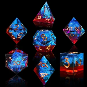 AUSTOR 7-Die DND Dice Set Handmade Sharp Edge Polyhedral Dice for Dungeons an... - Picture 1 of 29