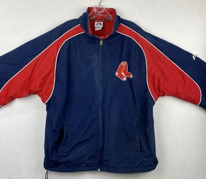 Chaqueta cortavientos vintage Boston Red Sox MLB majestuosa calentamiento cremallera completa XL LEER - Imagen 1 de 14