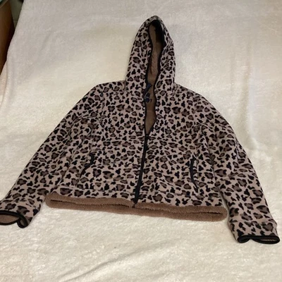 Faded Glory Hoodie Women Sz ES  (0-2) Leopard Full Zip Pockets Knit Activewear - Image 1 of 4