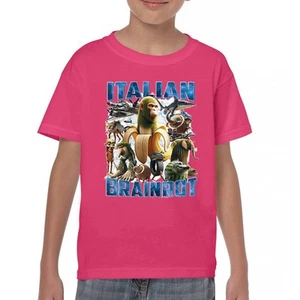 Italian Brainrot Youth T-shirt Funny Absurd Gen Z Internet Meme Trend Kids - Picture 1 of 50