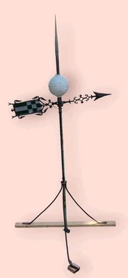 Antique Copper lightning rod Star Milk Ball Stained Glass weathervane Cast Iron  - Image 1 of 4