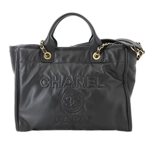 Bolso de hombro Chanel Deauville con cadena de cuero negro AS3351 90285062 - Imagen 1 de 11