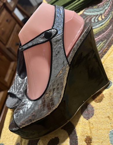 PRADA sandali argento scarpe con zeppa plateau misura 37 sandalo