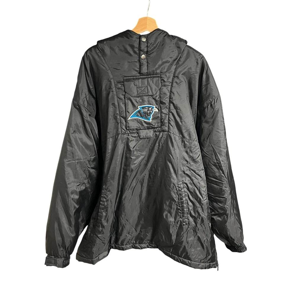 Винтажный 90-х Carolina Panthers NFL игры день пуловер Anorak куртка мужчин L черный синий - Изображение 1 из 4