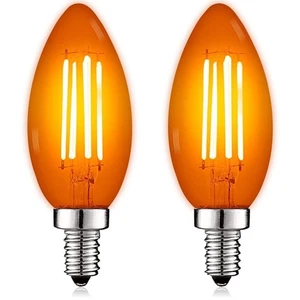 Luxrite E12 LED Filament Orange Light Bulb, 4.5W=40W, UL, E12 Base 2 Pack - Picture 1 of 7