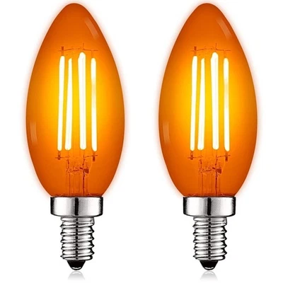 Luxrite E12 LED Filament Orange Light Bulb, 4.5W=40W, UL, E12 Base 2 Pack - Image 1 of 4