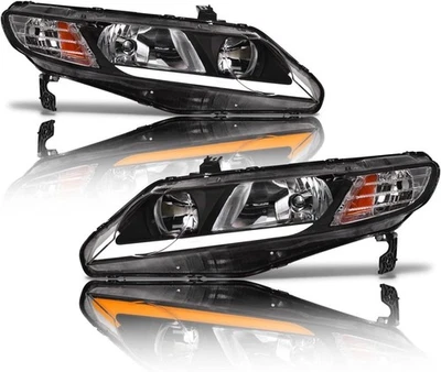Faros LED secuenciales Switchback negros sedán 4 puertas para Honda Civic 2006-2011 Foto 1 de 4