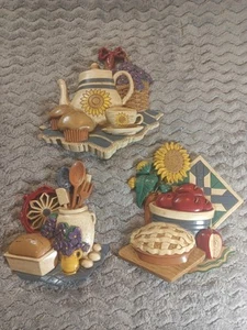 Vintage HOME INTERIORS Country Kitchen 3D Wall Hanging Decor Set of 3 - Bild 1 von 20