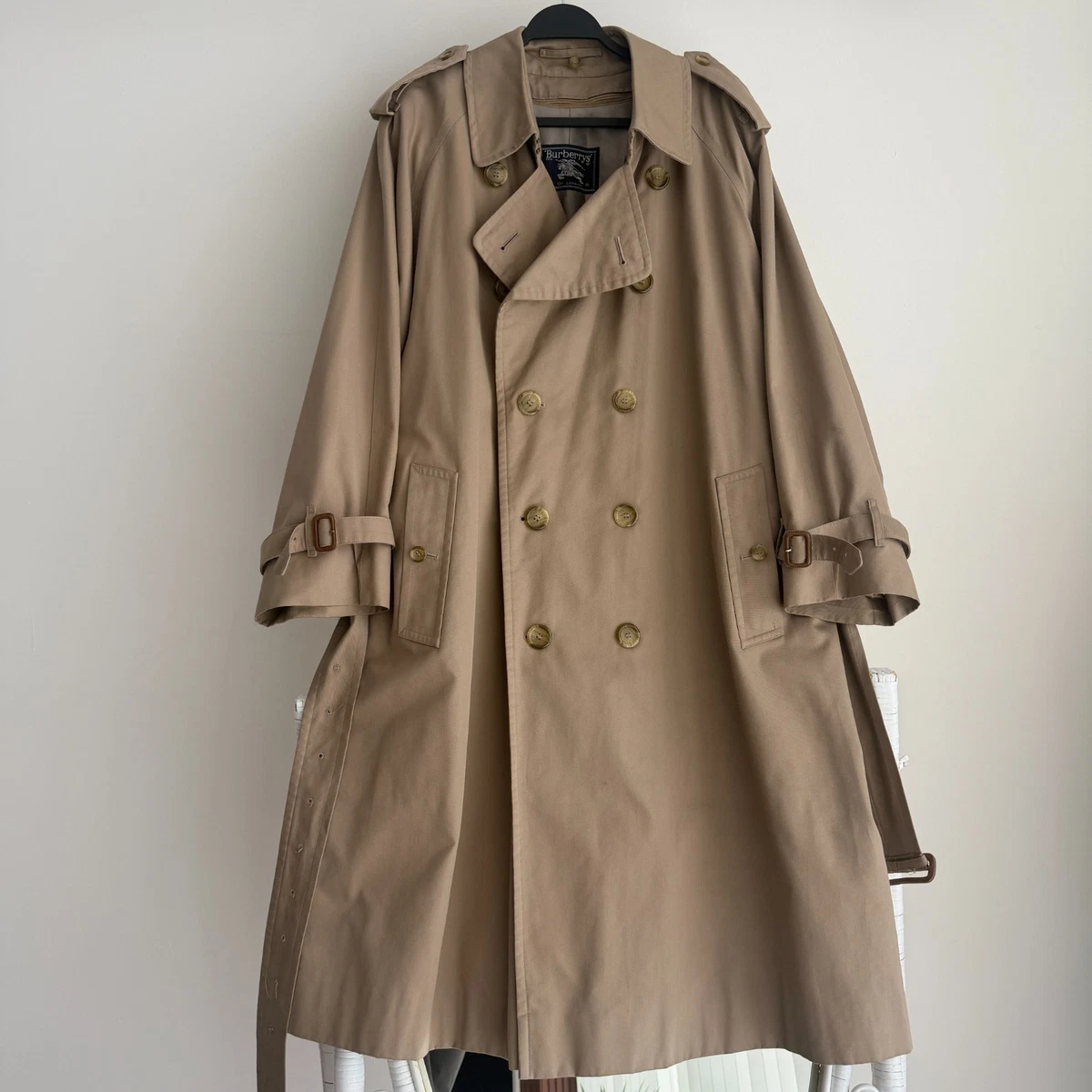 Burberry ￼￼Vintage Trench coat 44 英国製 Vintage BURBERRY Trench Coat Khaki Nova Check Lining With Wool