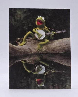 Tarjeta de nota única de 5" Hallmark Kermit The Frog With Banjo 1979 Muppet Foto 1 de 4