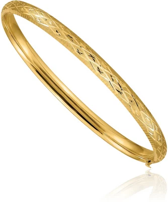 14K Solid Yellow Gold 4.75mm Hinged Bangle Bracelet - Image 1 of 4