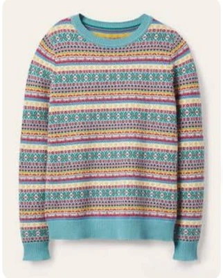 Suéter BODEN Edie Fair Isle Algodón Cachemira Rosa Calcáreo Fair Isle - Talla Pequeña Foto 1 de 4