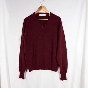 Vintage Robert Ashford Lambs Wool Sweater Herren Large Rot V Neck Pullover - Bild 1 von 5