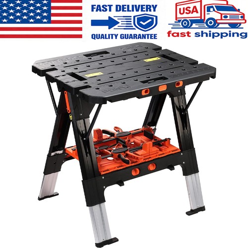 Pony Portable 2-in-1 Folding Work Table Workbench Sawhorse 1000lbs Load ...