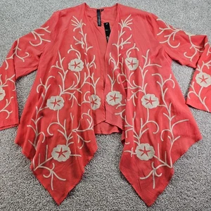 EllumiNation Nikki H Parker Women's Size Large Coral Crean Embroidered Cardigan - Picture 1 of 7