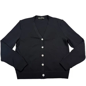 St. John Basics Santana Strick Cardigan schwarz Gr. S Schmuckknöpfe Schulterpolster - Bild 1 von 16
