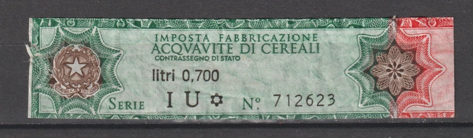 Italy Cinderellas Revenue Stamp Fiscal Facette Liquori Spiriti Alcoliche IU - Image 1 of 1