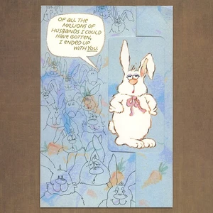 Unused Vintage American Greetings FATHER'S DAY Card FOR HUSBAND, Funny Rabbits - Picture 1 of 6