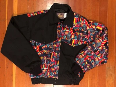CHAQUETA BOMBARDERO De Colección David James Multicolor Arte AZTEC Edredón Forrado DEADSTOCK Talla M/L* Foto 1 de 4